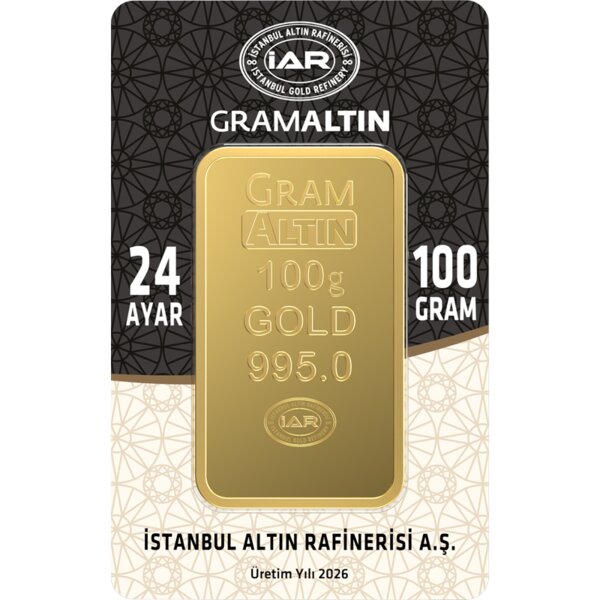 100 gram gold bar, 24K 995.0