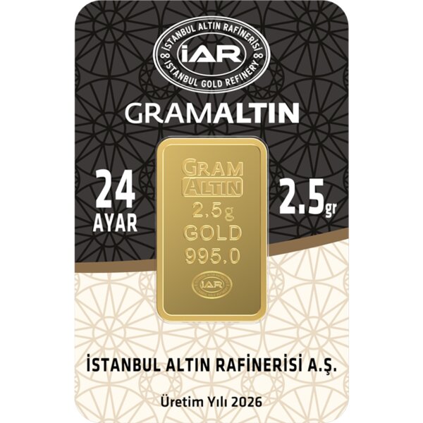 2.5 gram gold bar, 24K 995.0