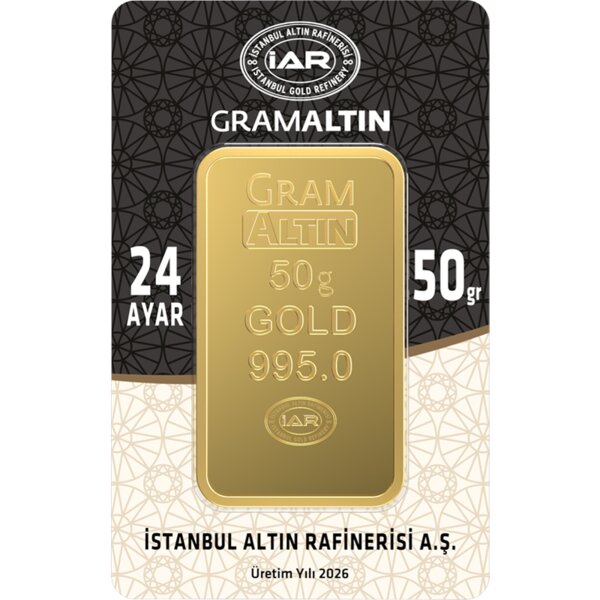 50 gram gold bar, 24K 995.0
