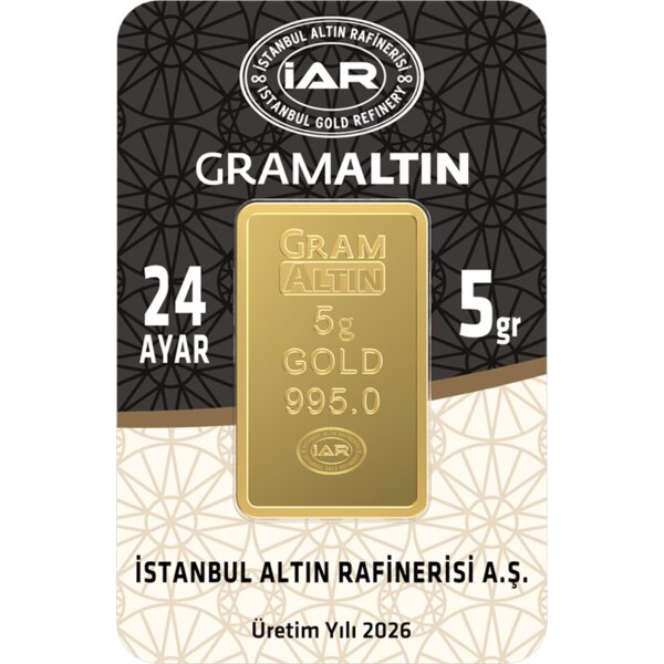 5 gram gold bar, 24K 995.0