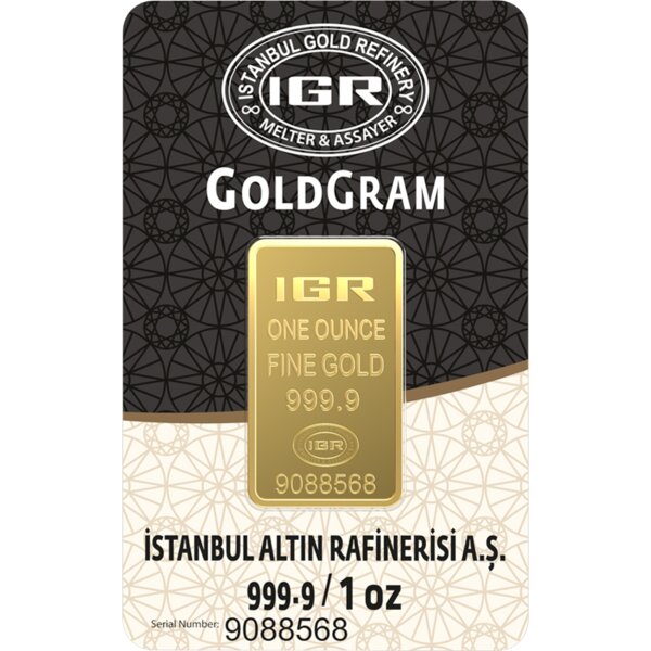1 oz gold bar, 999.9 fine