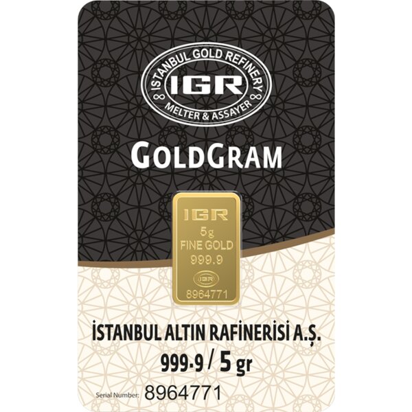 5 gram gold bar, 999.9 fine