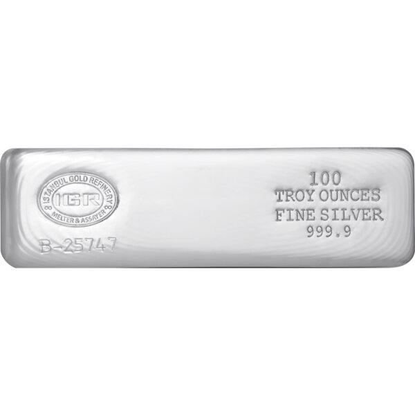 100 oz silver bar, 999.9 purity