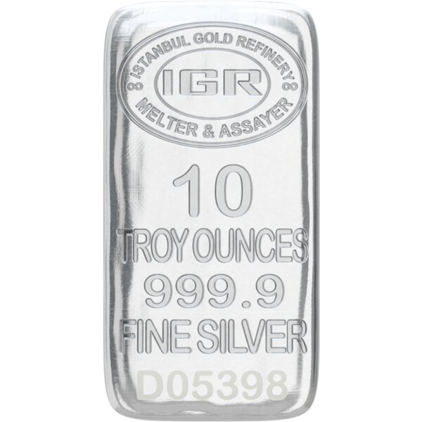 10 oz silver bar, 999.9 purity